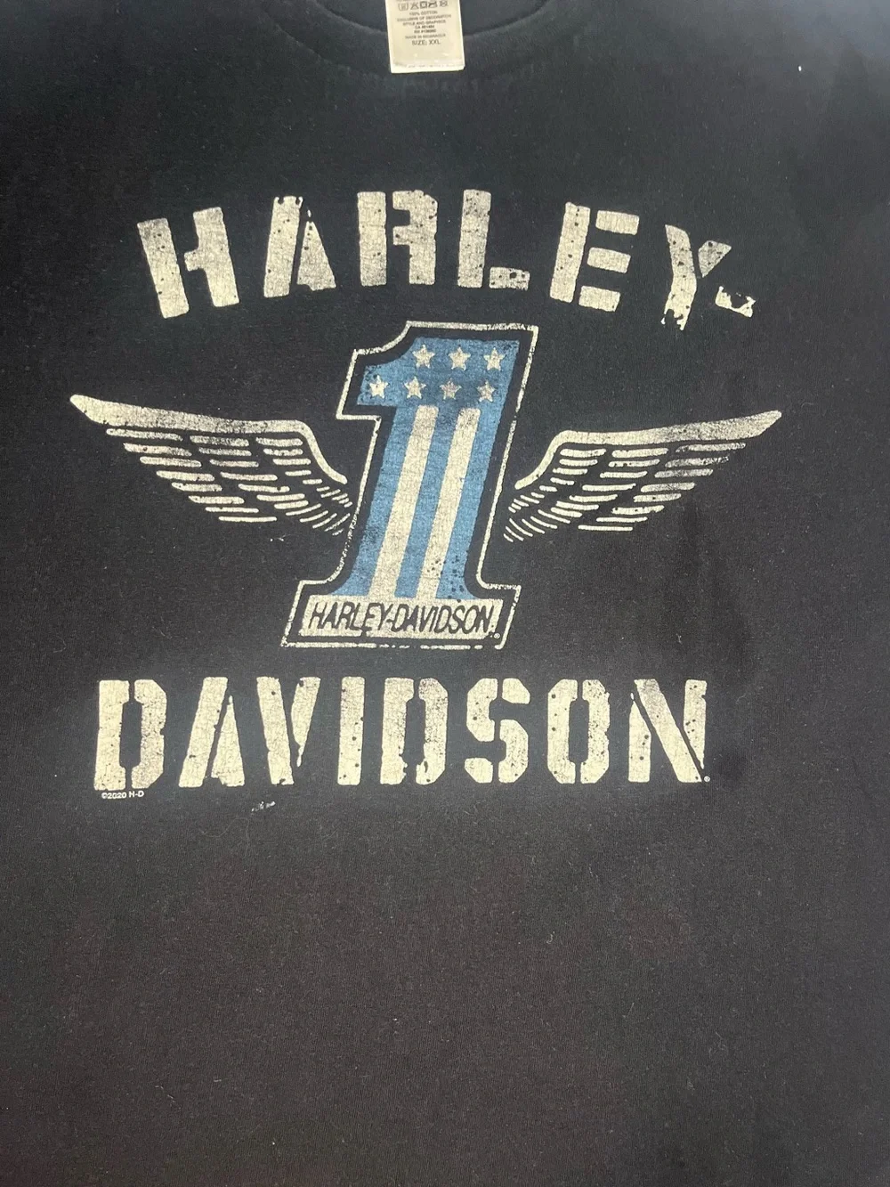 Harley-Davidson Black Short-Sleeve Tee with Number One Wings Graphic